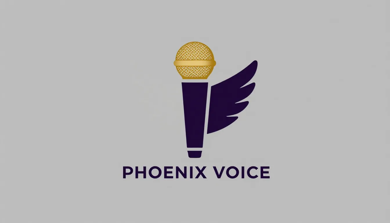 Minimalist logo design for a karaoke club named 'PHOENIX VOI...