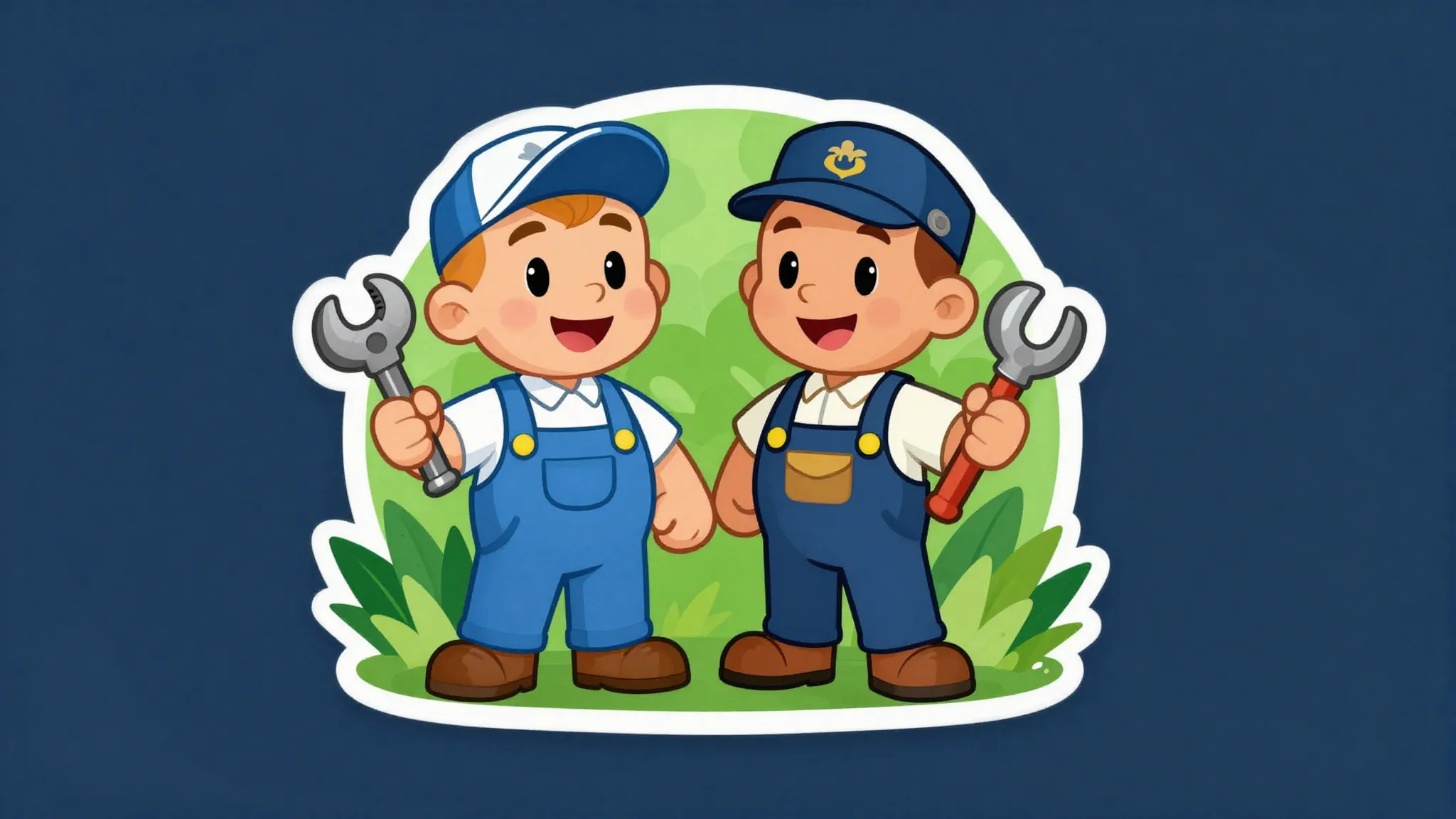 Professional logo for garden equipment repair, cartoon style...