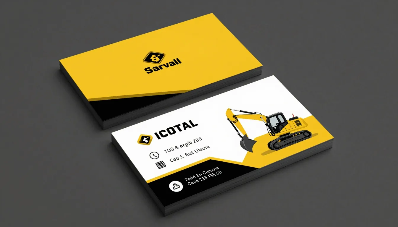 A modern business card template for a mini-excavator service...