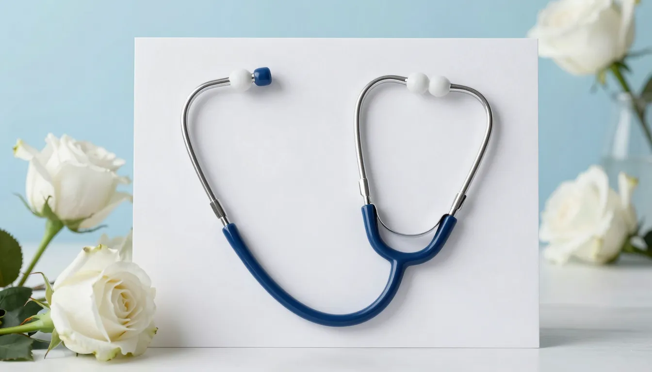Elegant medical greeting card design, stethoscope shaped lik...