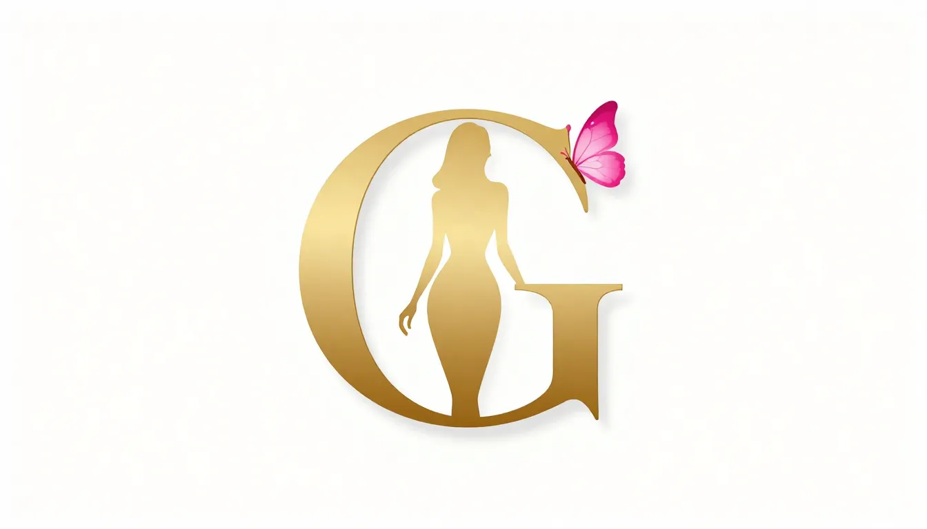 Modern luxury logo, stylized golden letter G forming a femin...