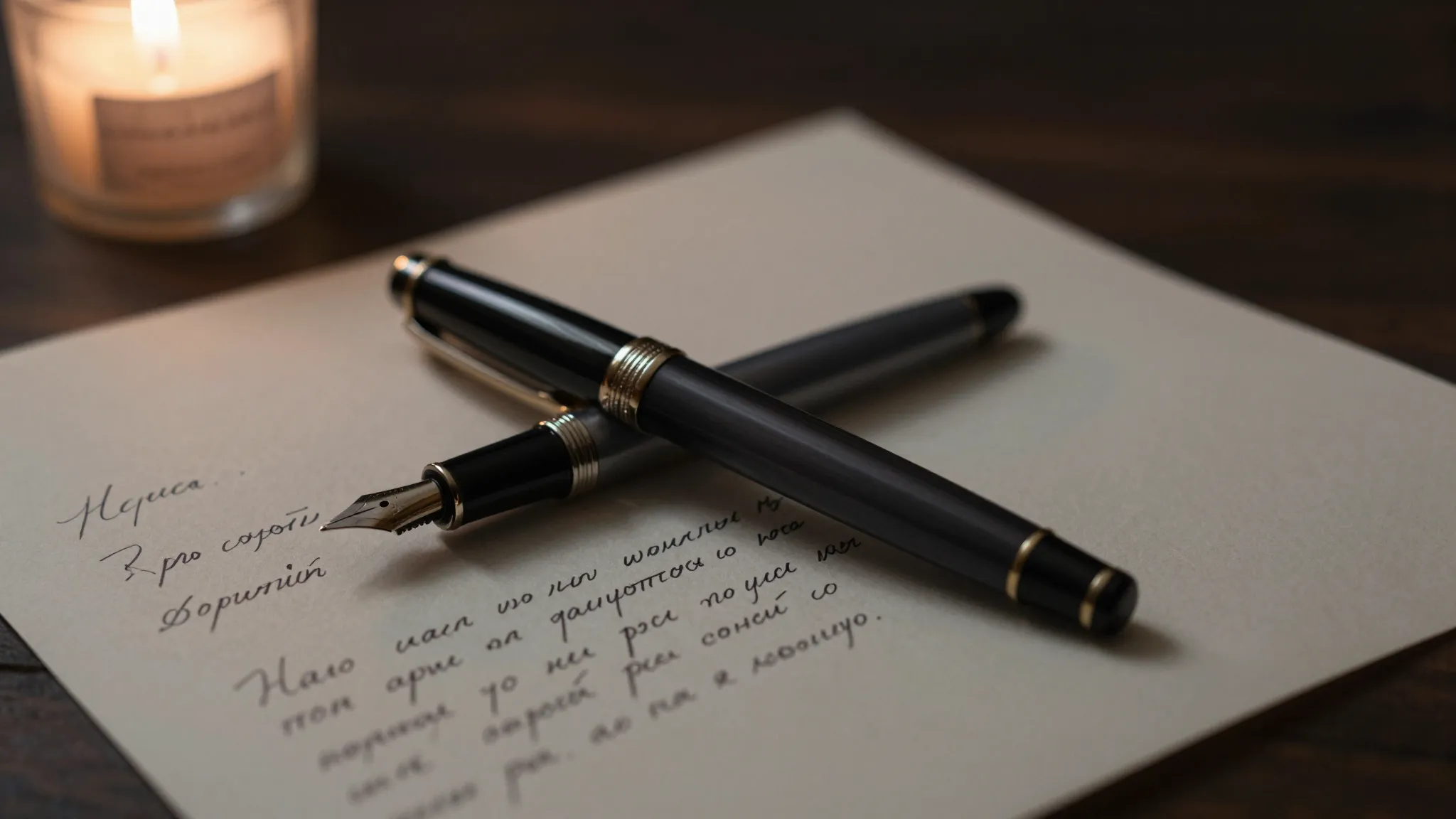 An elegant fountain pen resting on a crumpled piece of paper...