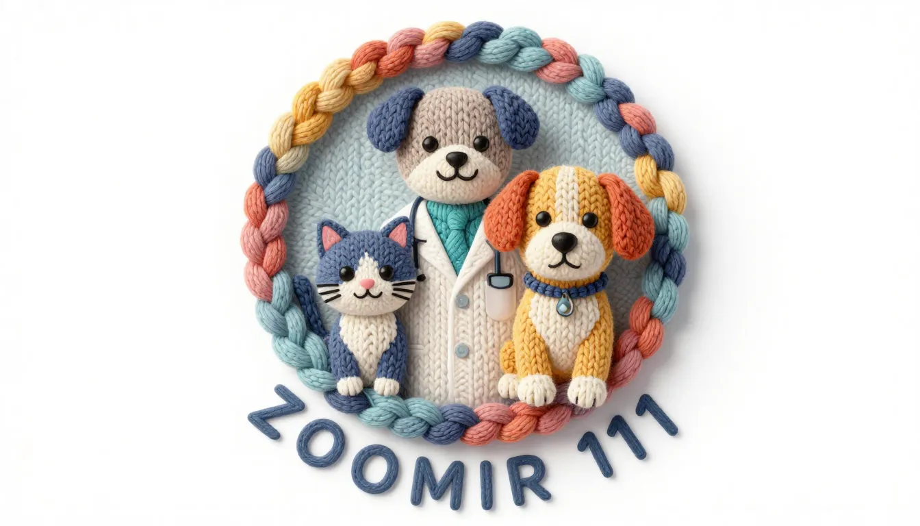 Circular logo for 'ZOOMIR 111', knitted style. A round frame...