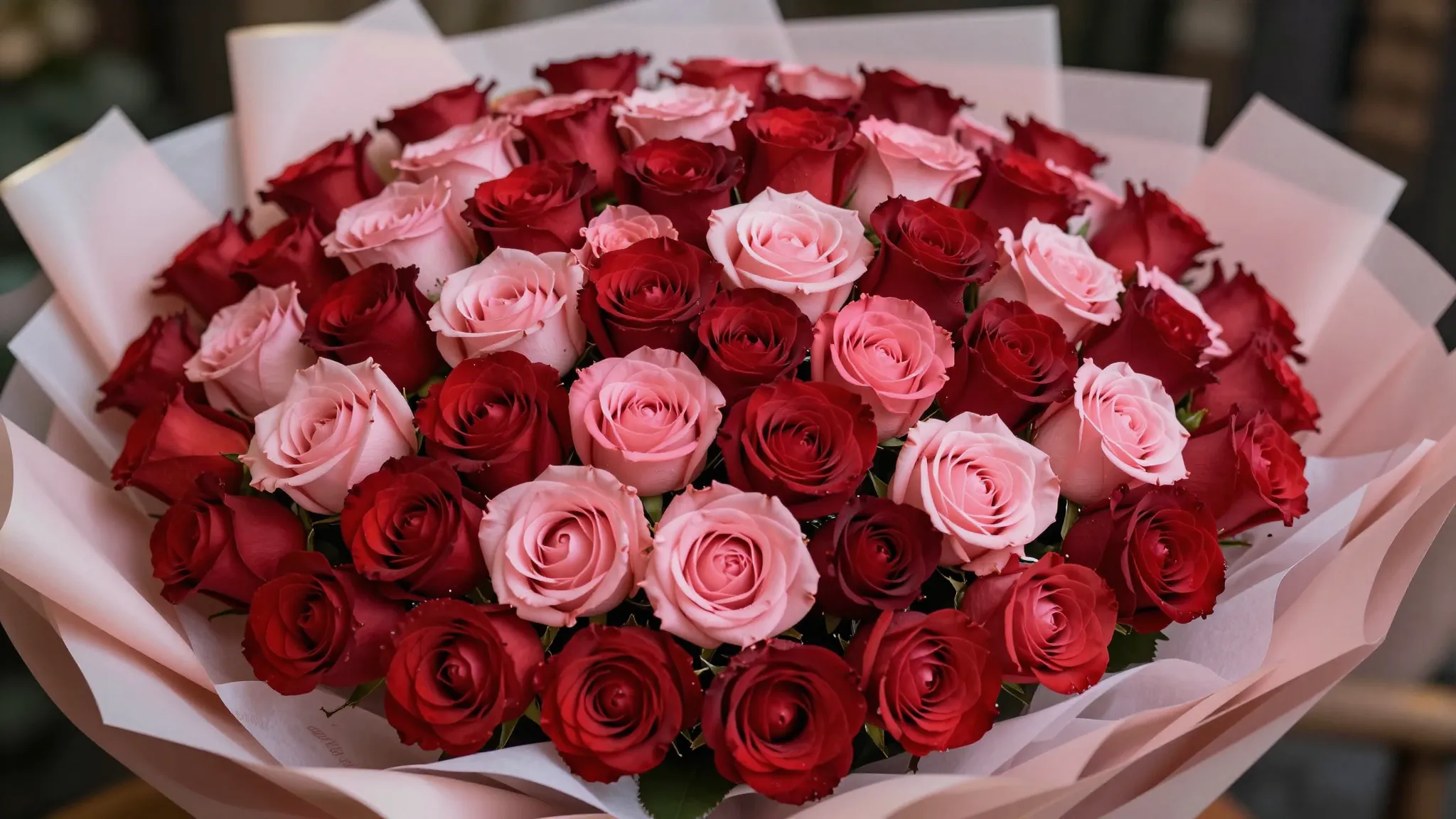 A massive, luxurious bouquet of 77 premium long-stemmed red ...