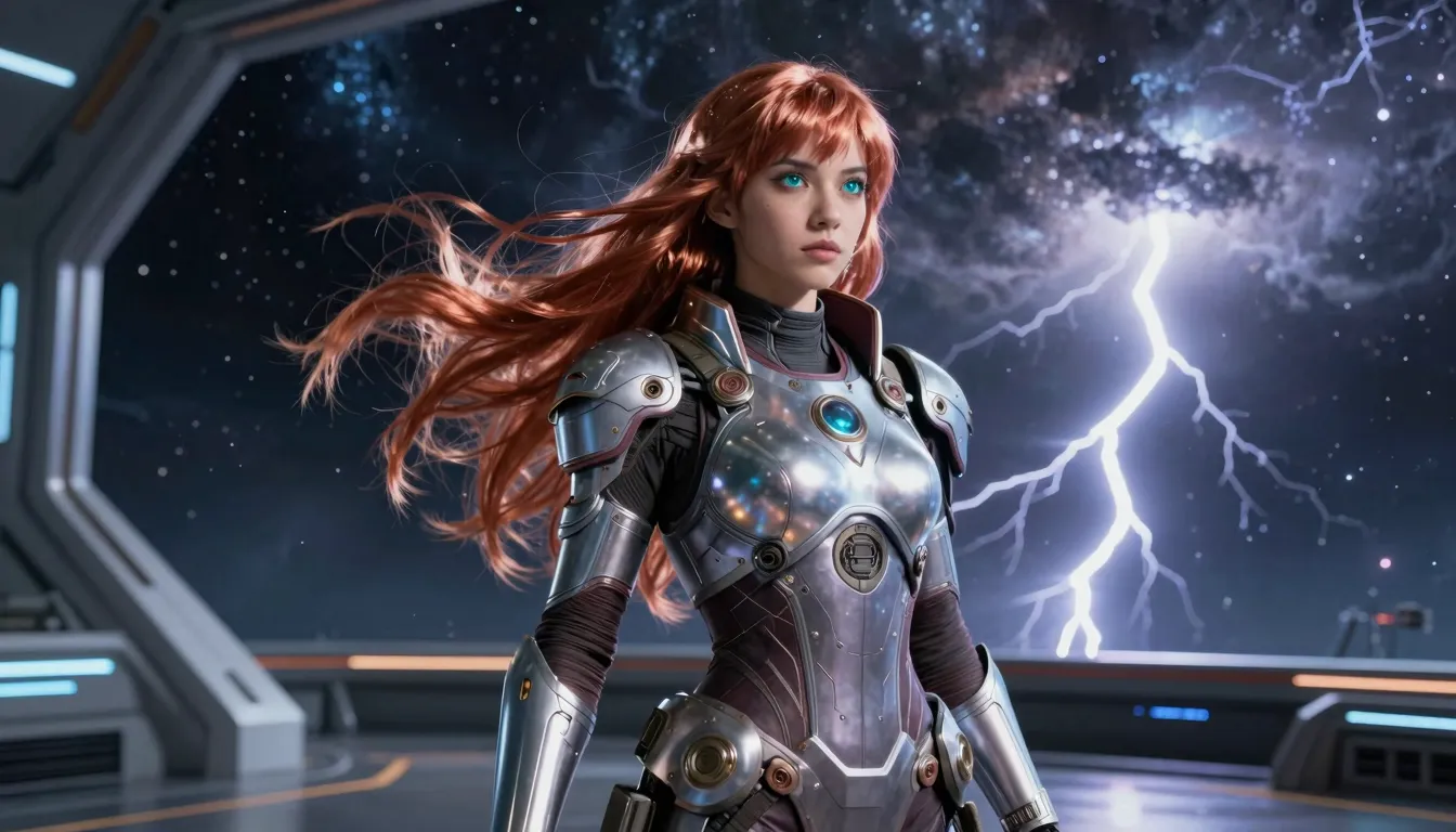 A heroic female space meteorologist named Lida in futuristic...