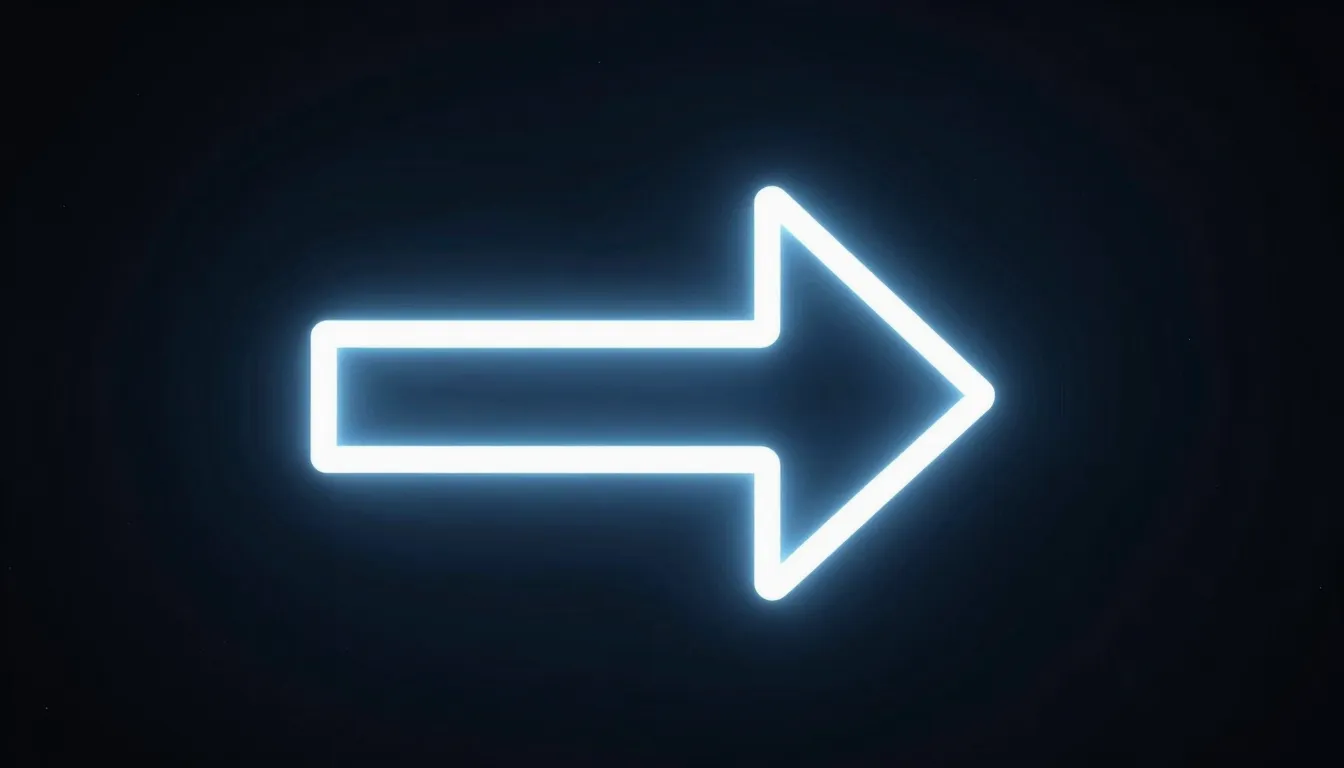 A minimalist arrow pointing forward made of glowing light on...