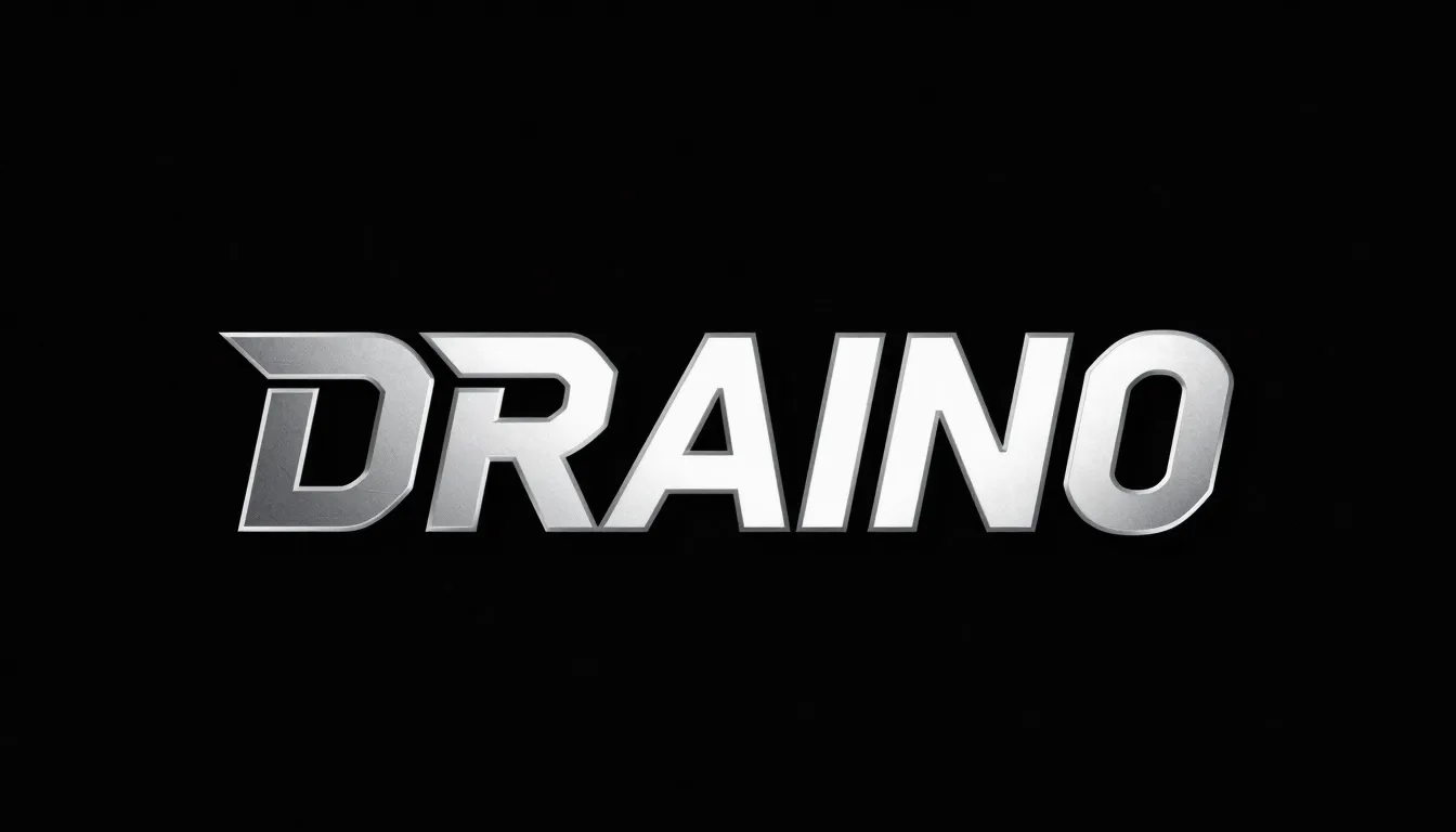 Minimalist logo design for a brand named 'DRAIN0', bold futu...