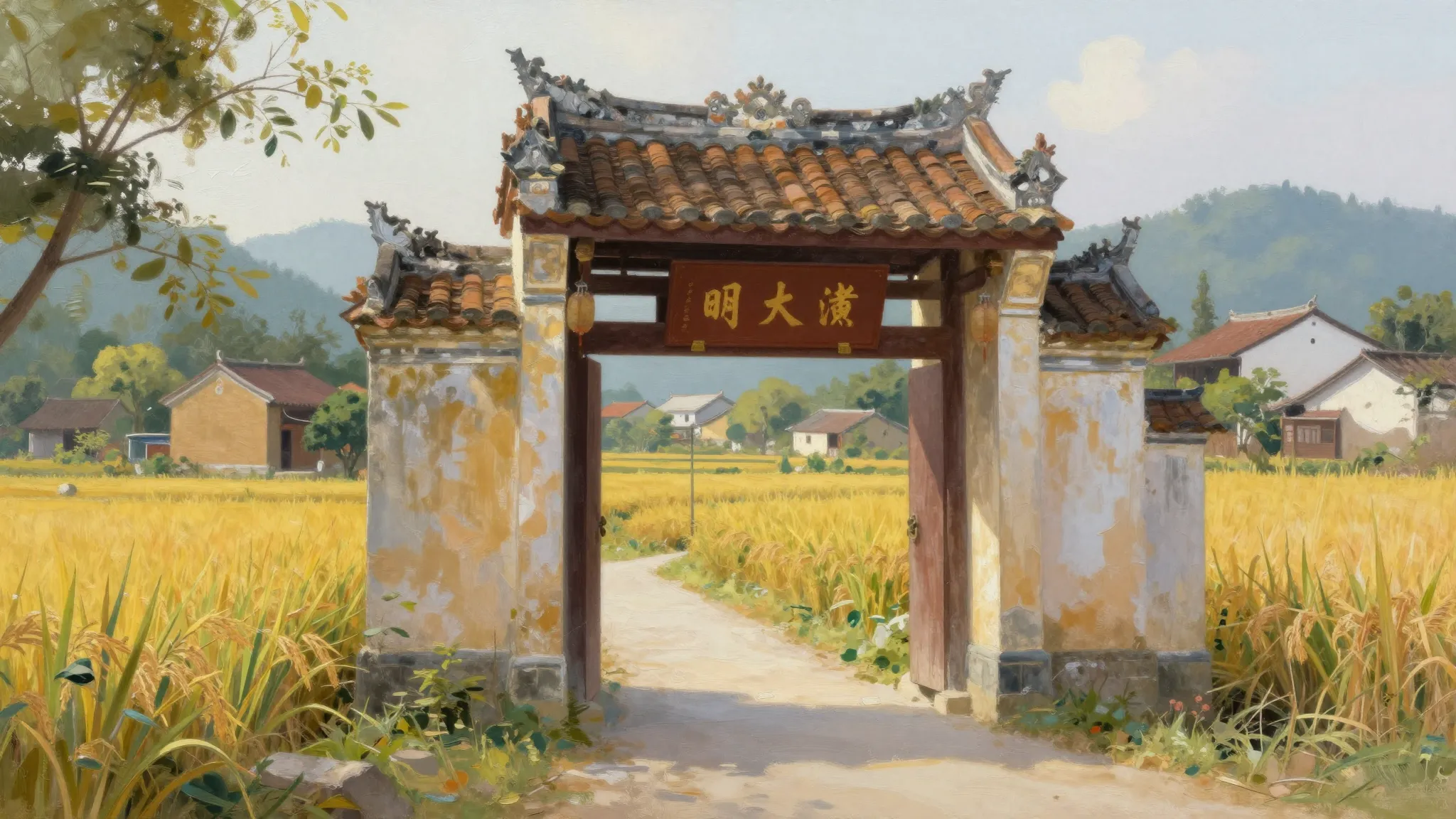 A symbolic illustration of a traditional Vietnamese village ...