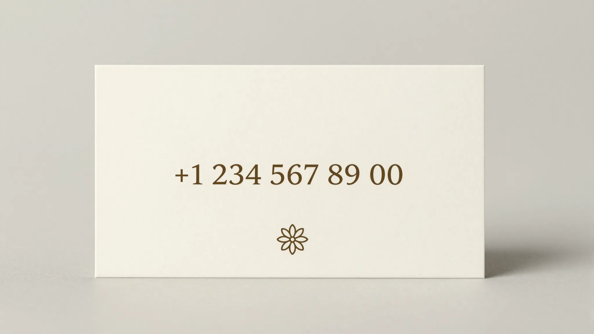 Back side of a business card, clean layout, soft cream backg...