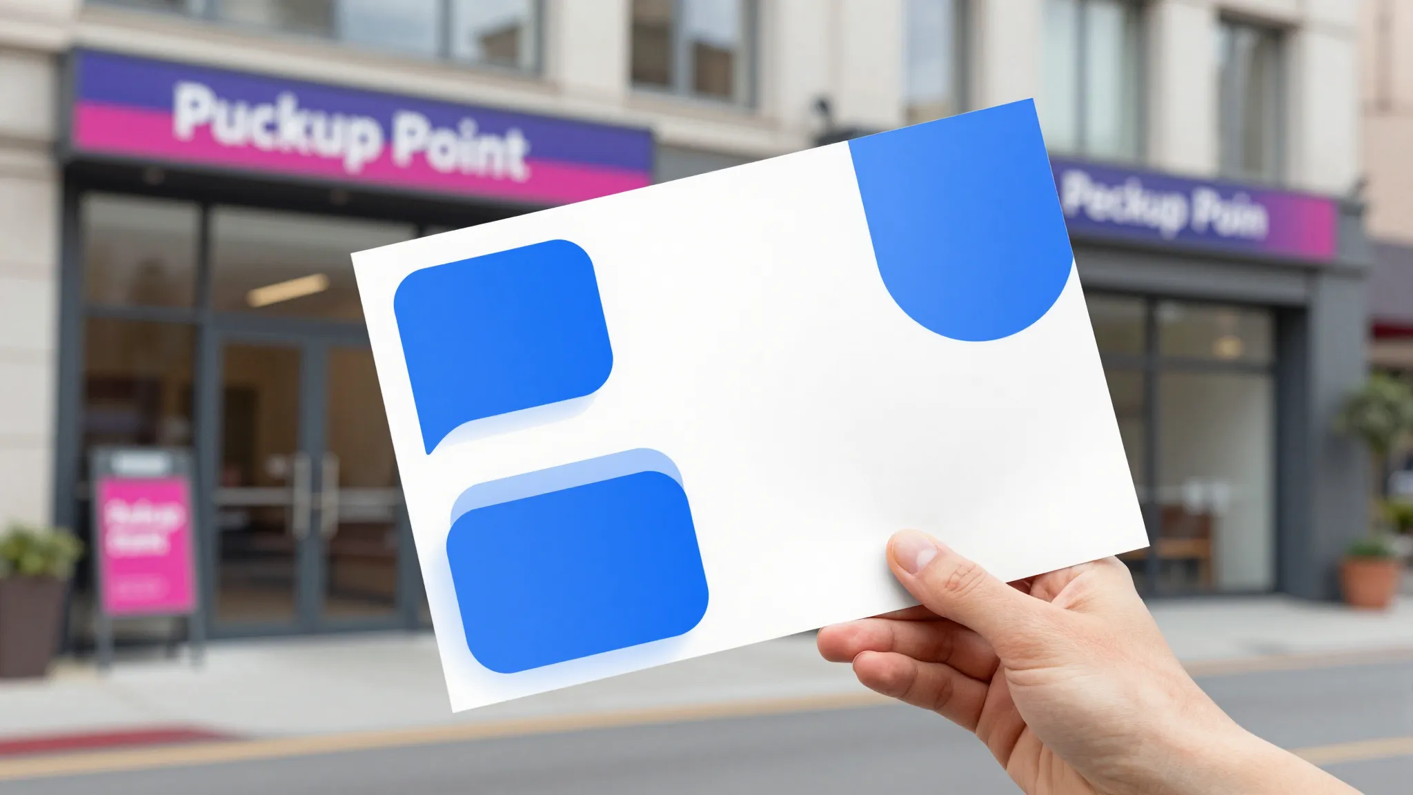 A professional mockup of an A5 flyer held in a hand, backgro...