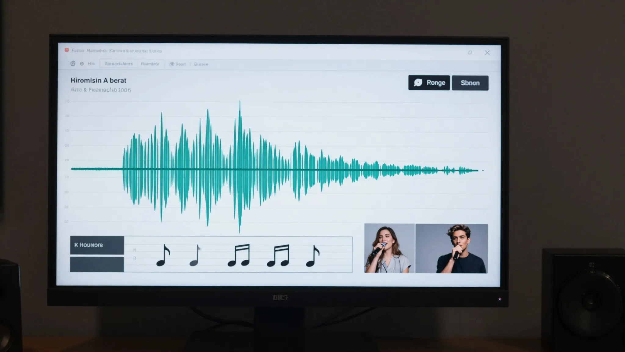 A professional music studio screen showing a simple and clea...
