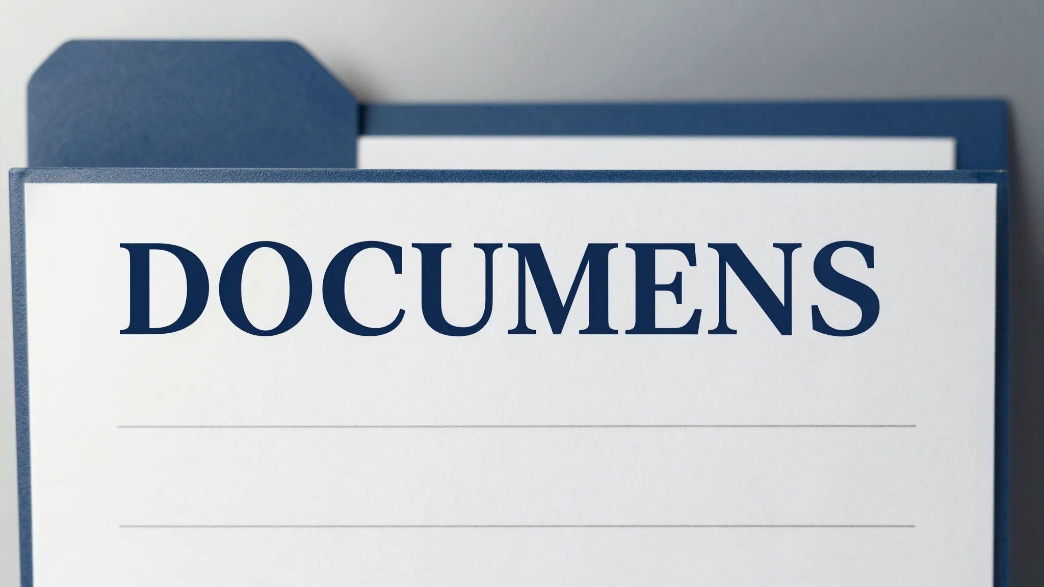 A minimalist graphic showing a document folder with the word...