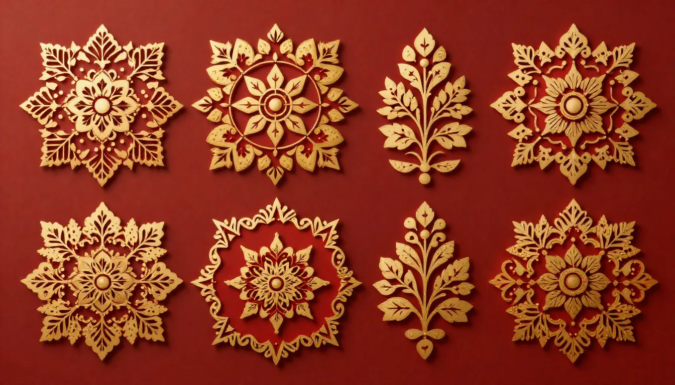 Traditional Russian folk patterns and ornaments in red and g...