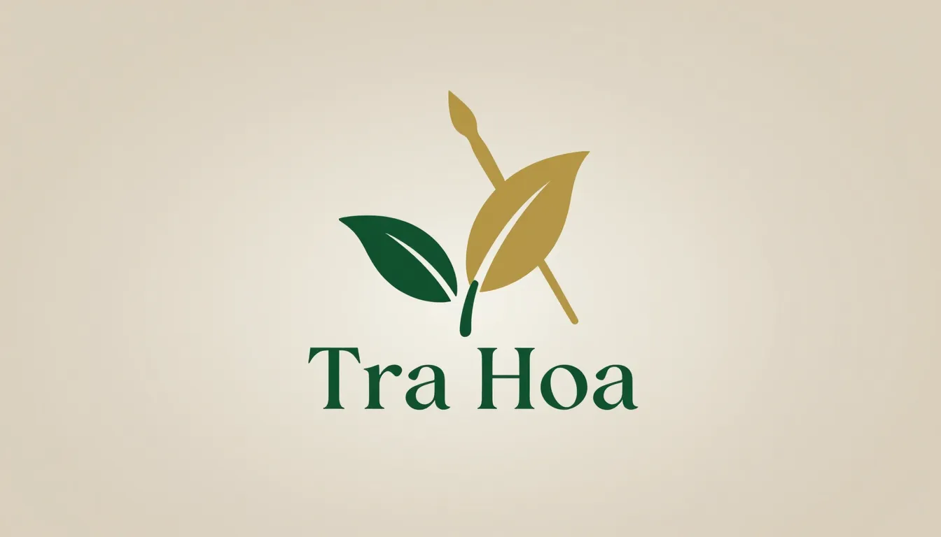 Elegant logo design for a brand named 'Tra Hoa', combining a...
