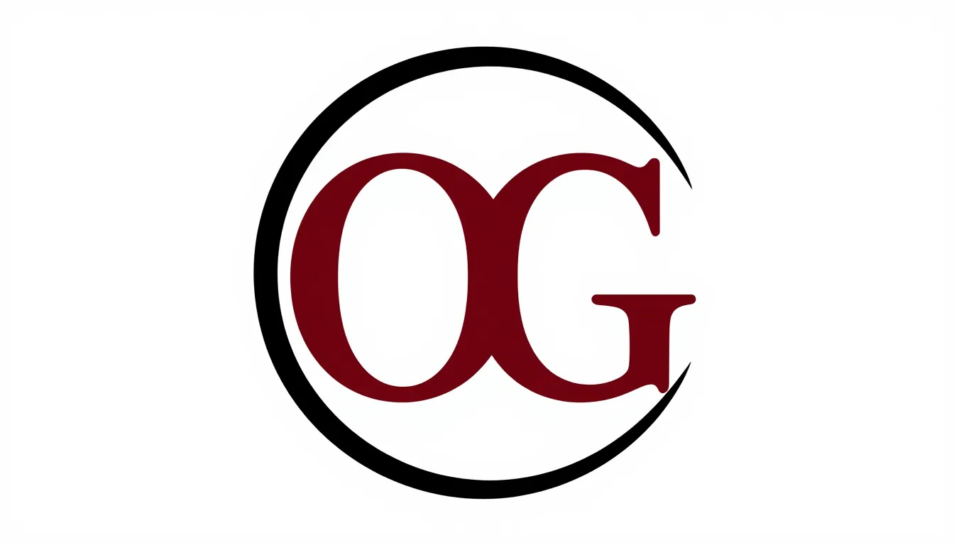 Vector monogram 'OG' intertwined in a circular swirl. The li...