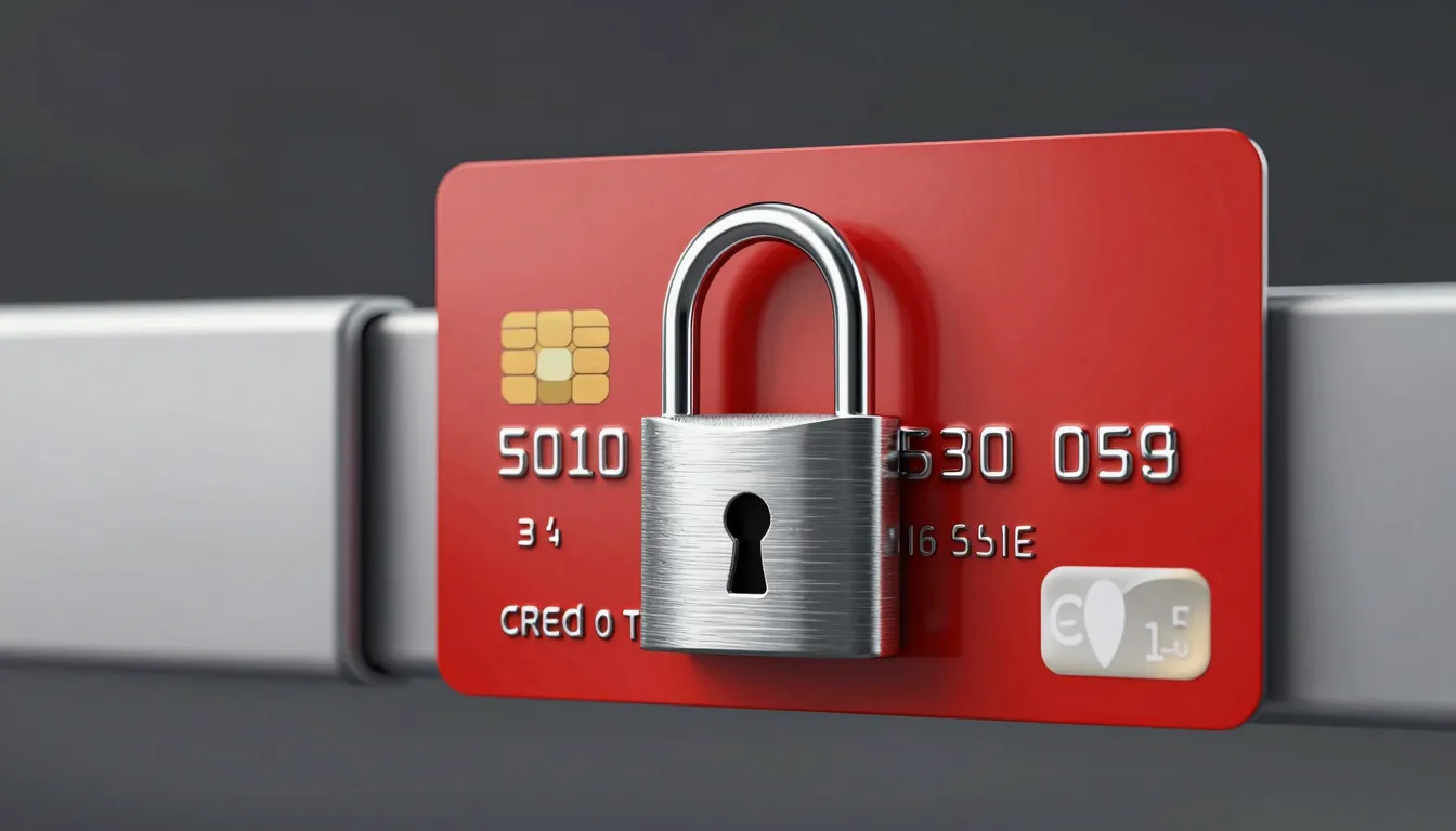 A conceptual image of a digital barrier or a lock on a credi...