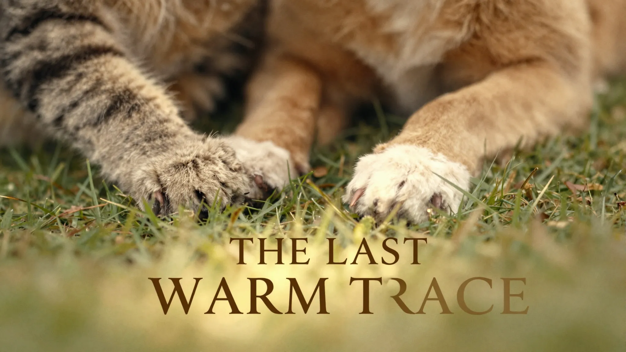 Movie poster art, close up of a cat's paw and a dog's paw re...