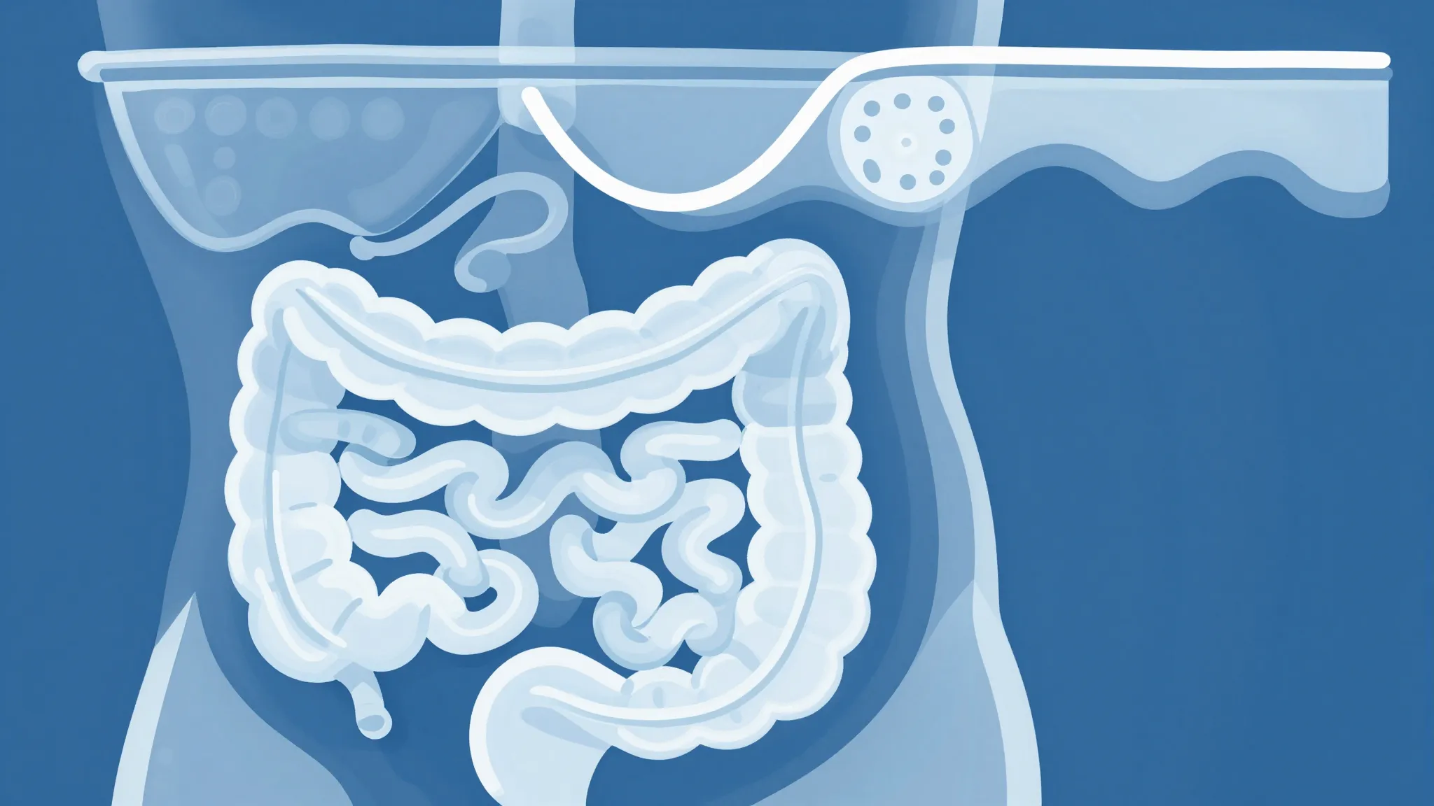 Abstract medical illustration showing the link between diges...