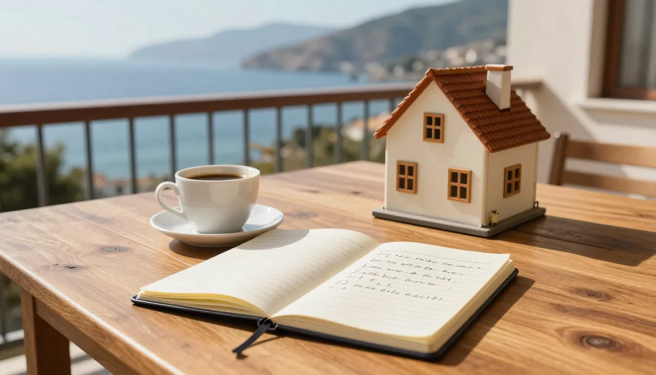 Atmospheric lifestyle photography, a wooden table with a cup...