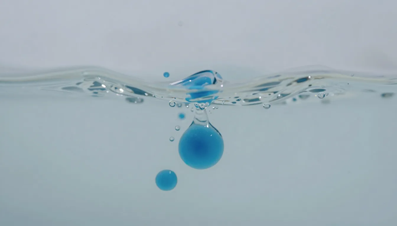 Abstract representation of purification process, liquid blue...