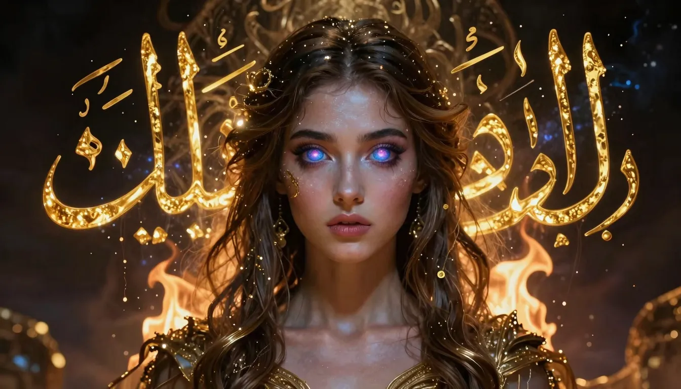 A surreal cosmic goddess with eyes like swirling galaxies, s...