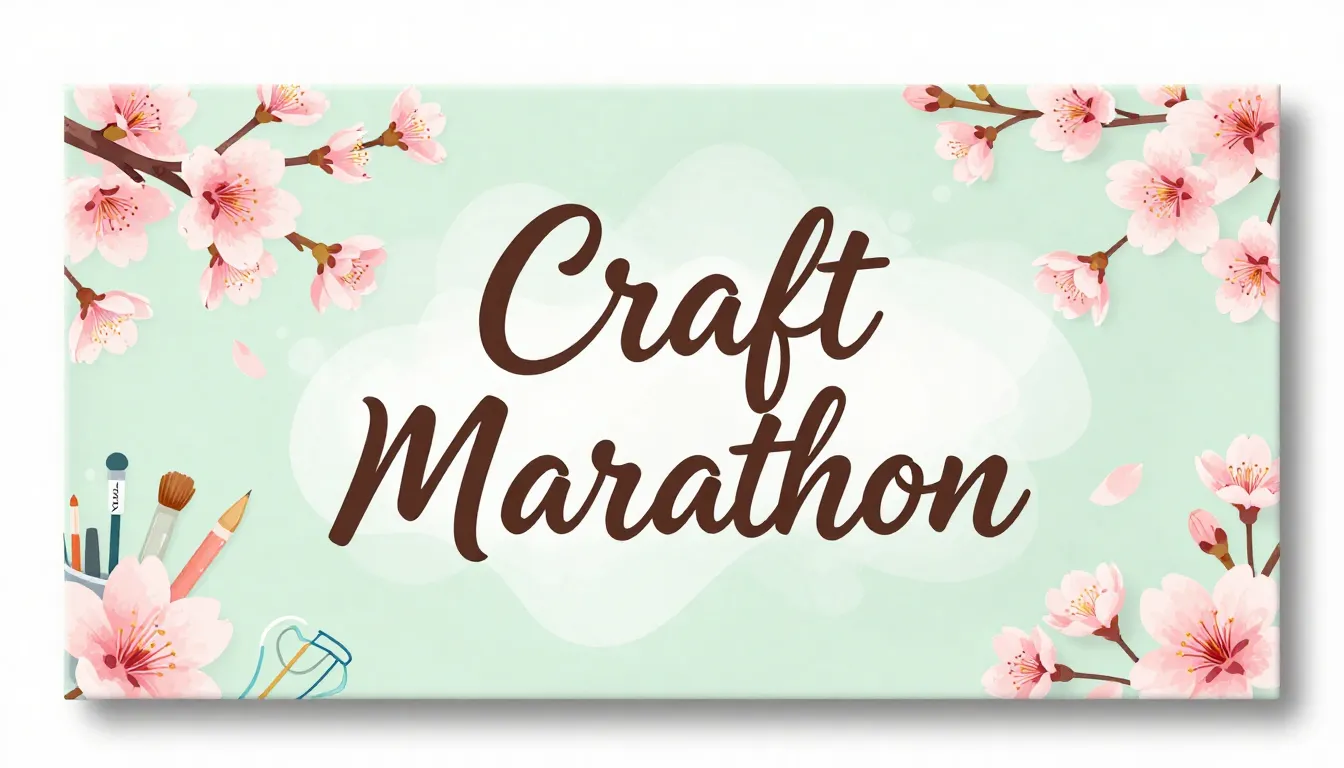 Elegant spring banner for a craft marathon, blooming cherry ...