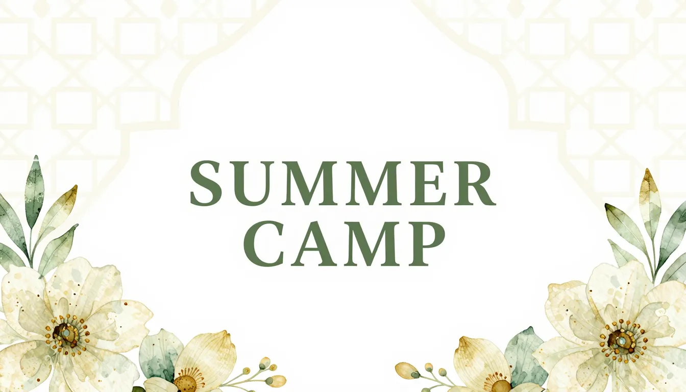 Professional banner design for a Muslim girls camp. Backgrou...