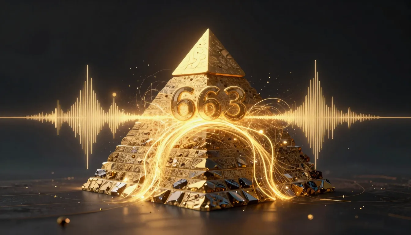 Abstract visualization of 963 Hz sound waves interacting wit...
