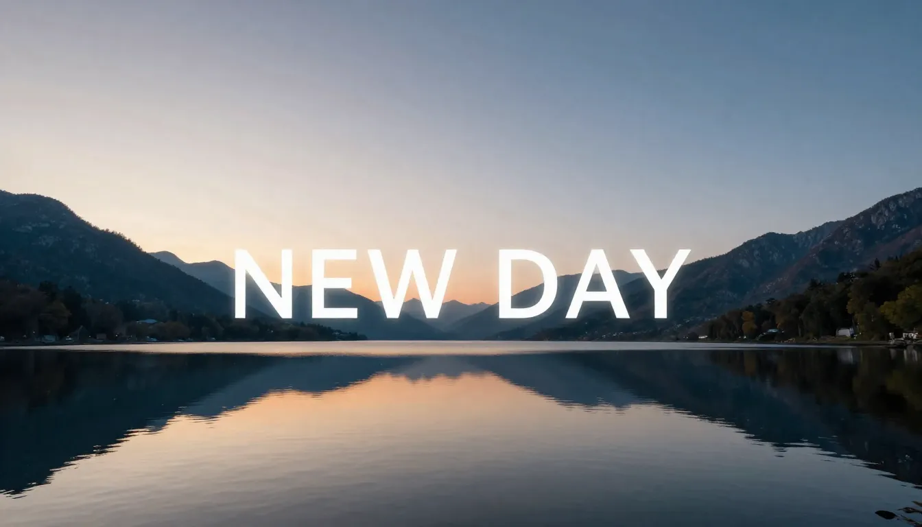 An epic landscape of a calm mountain lake at dawn. The refle...