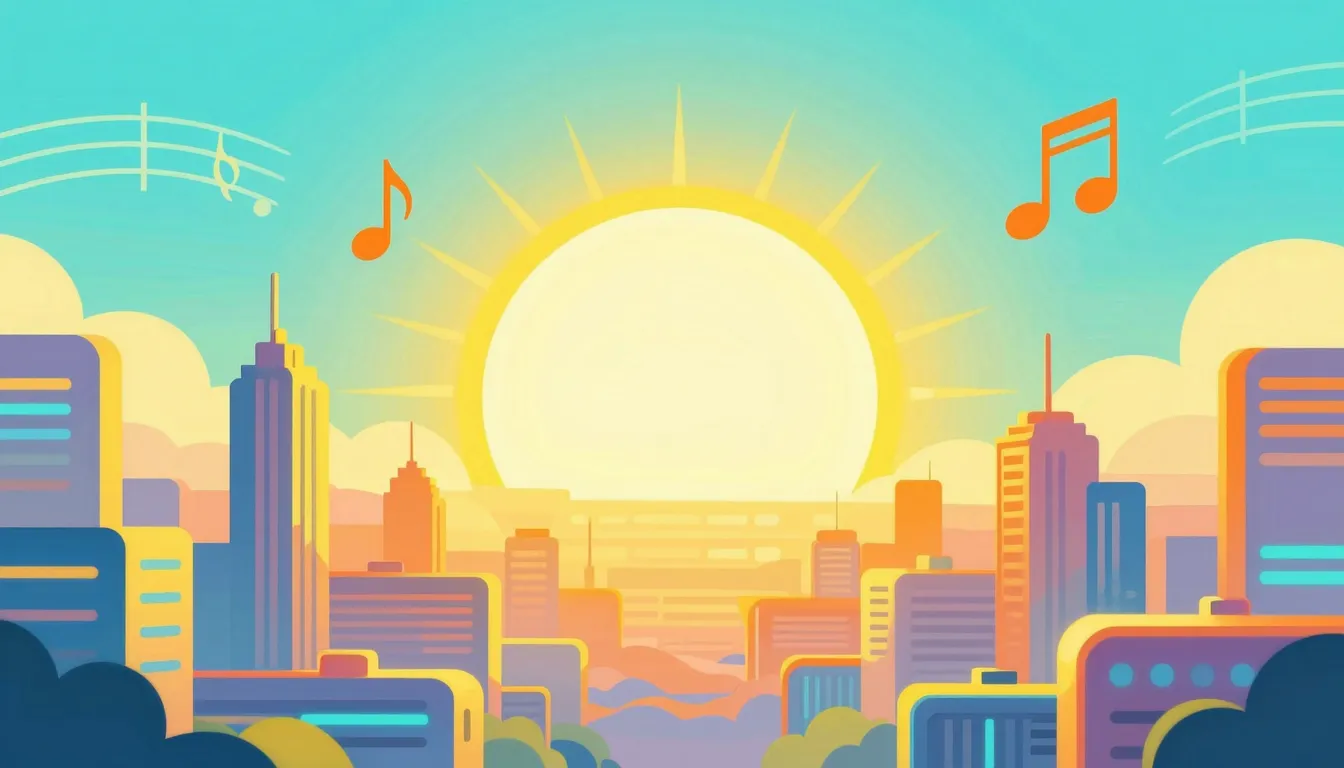 Vibrant digital illustration of a bright morning sun rising ...