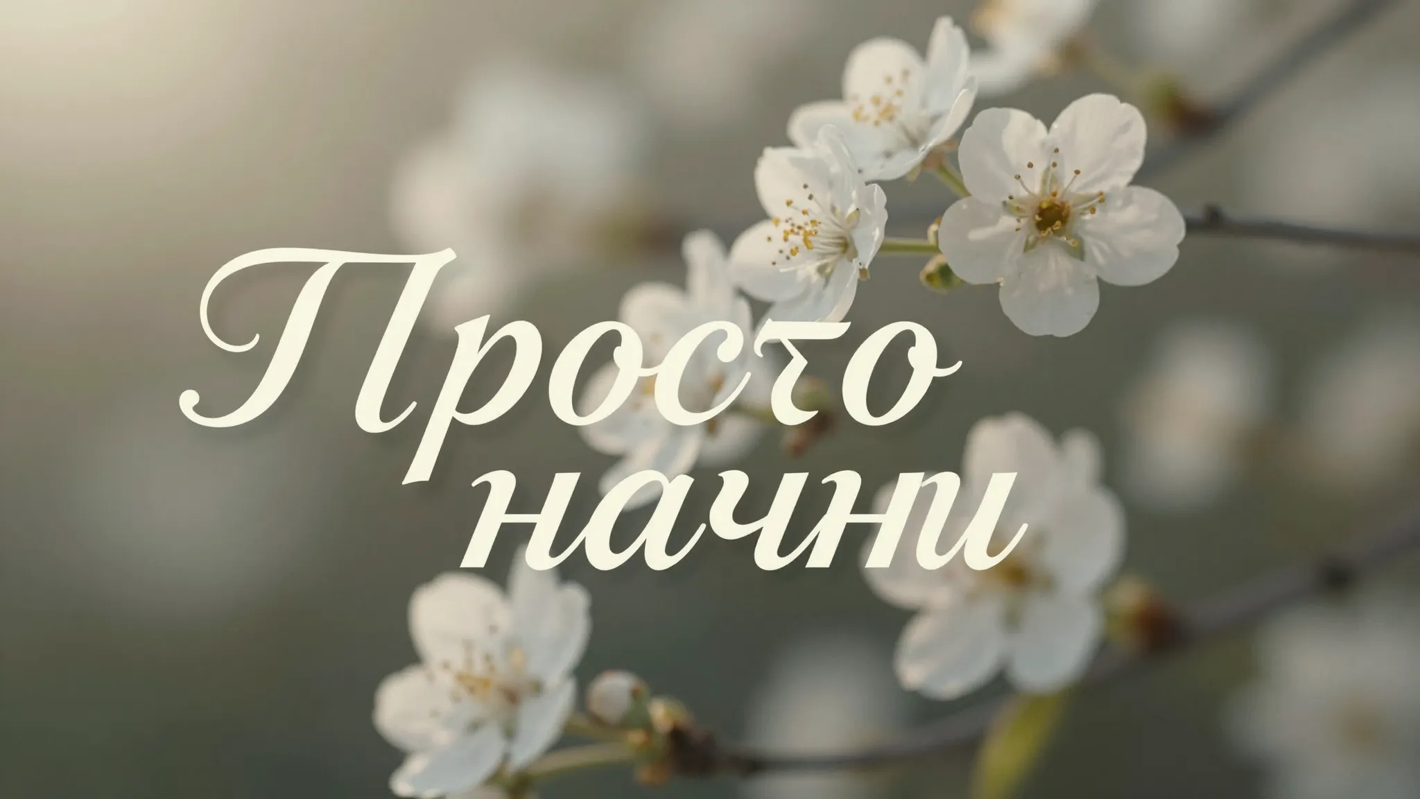 Elegant typography of the phrase 'Просто начни' surrounded b...