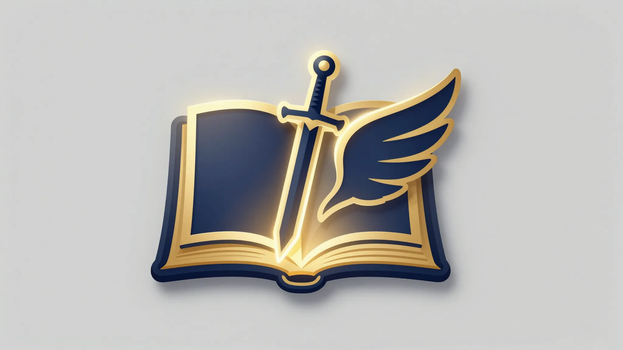 Creative logo concept, 16:9 format, a glowing book icon, the...