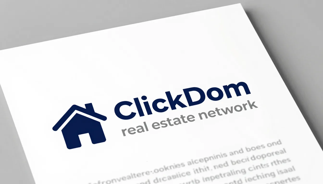 Corporate identity style guide page for 'ClickDom' real esta...