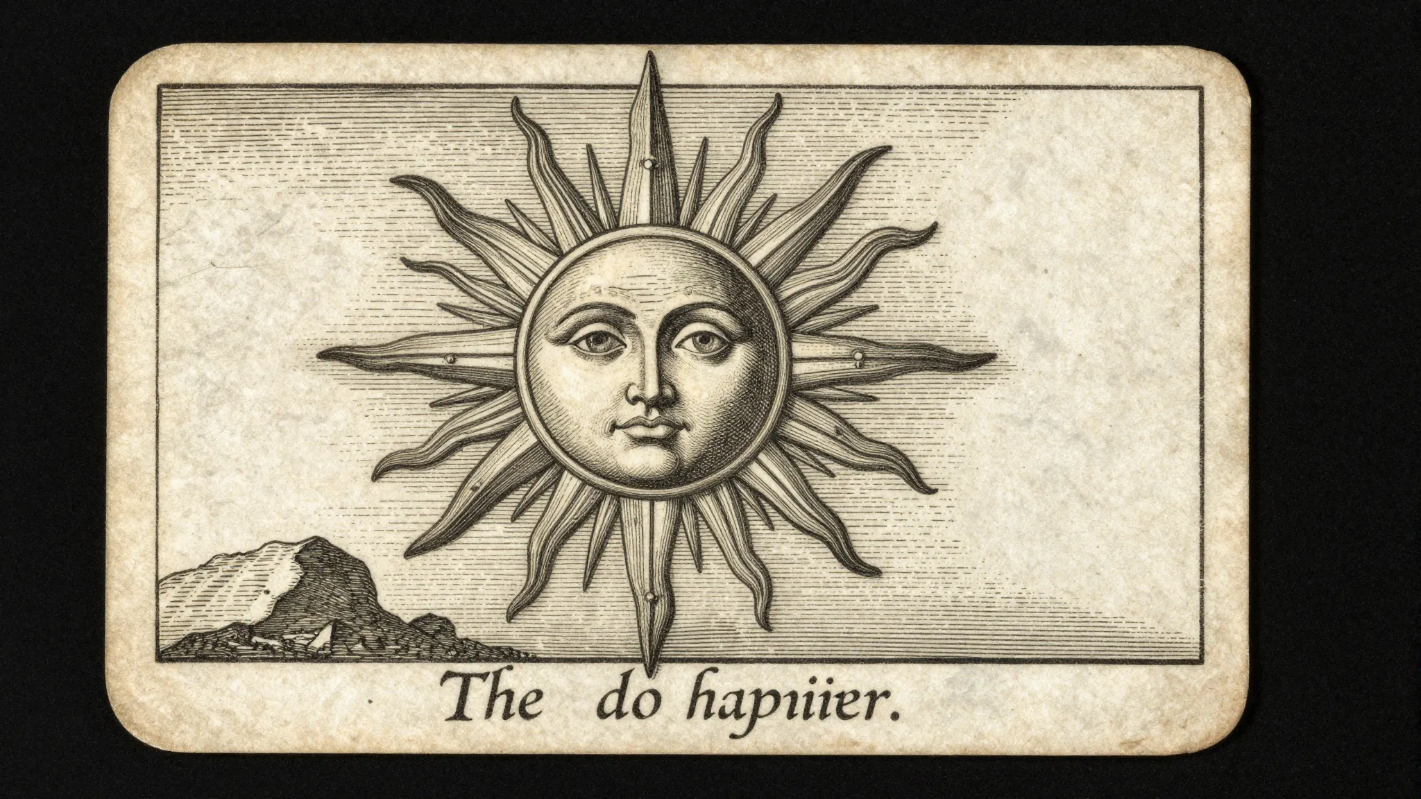 Authentic 18th century engraving of a mystical card 'The Sun...
