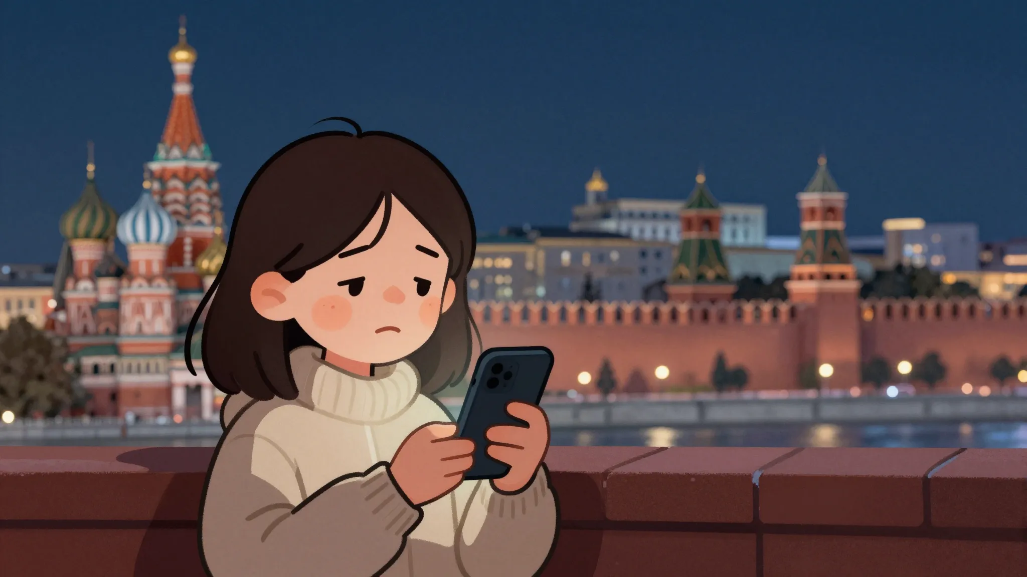 A humorous cartoon illustration of a tired but smiling girl ...