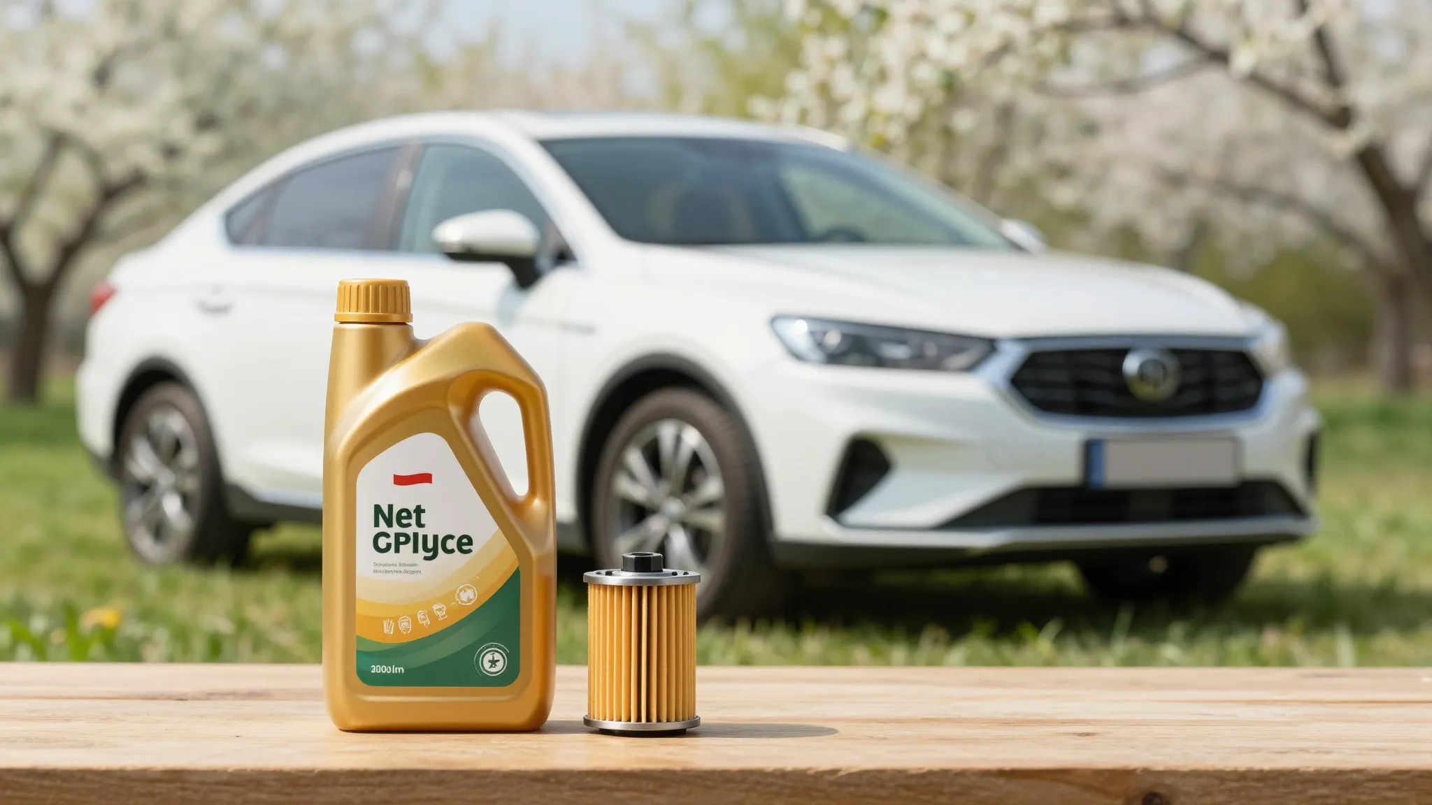 Photorealistic high-quality image of a clean modern car in a...