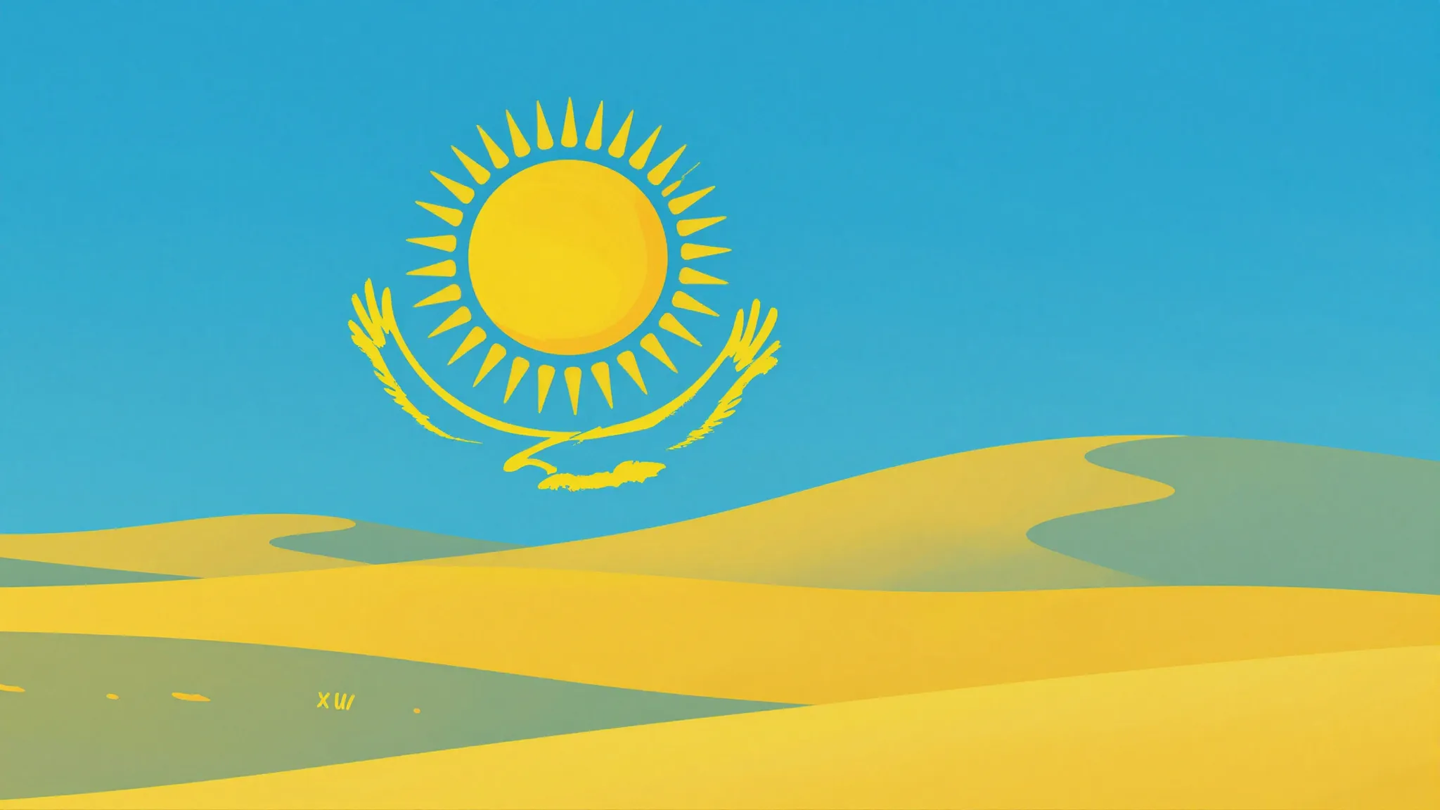 A conceptual poster representing unity in Kazakhstan, featur...