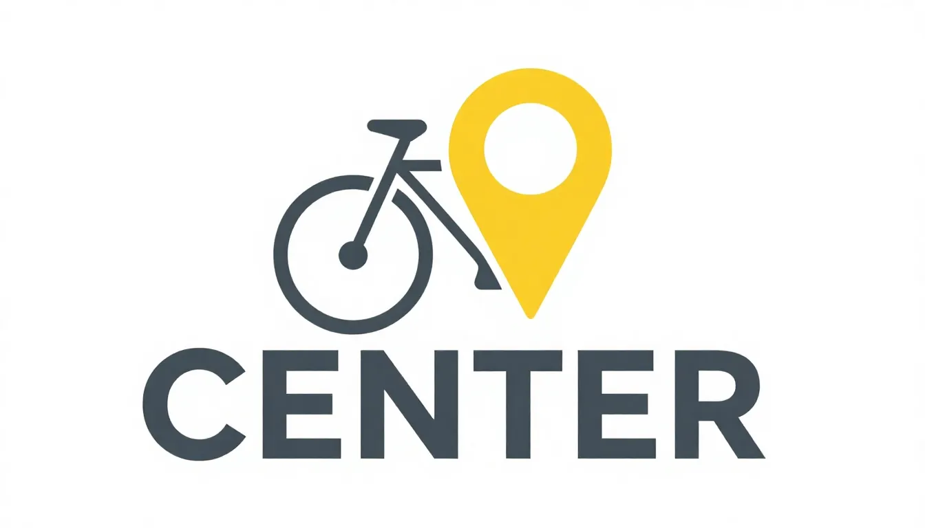 Minimalist logo for a brand named 'CENTER', featuring a bicy...