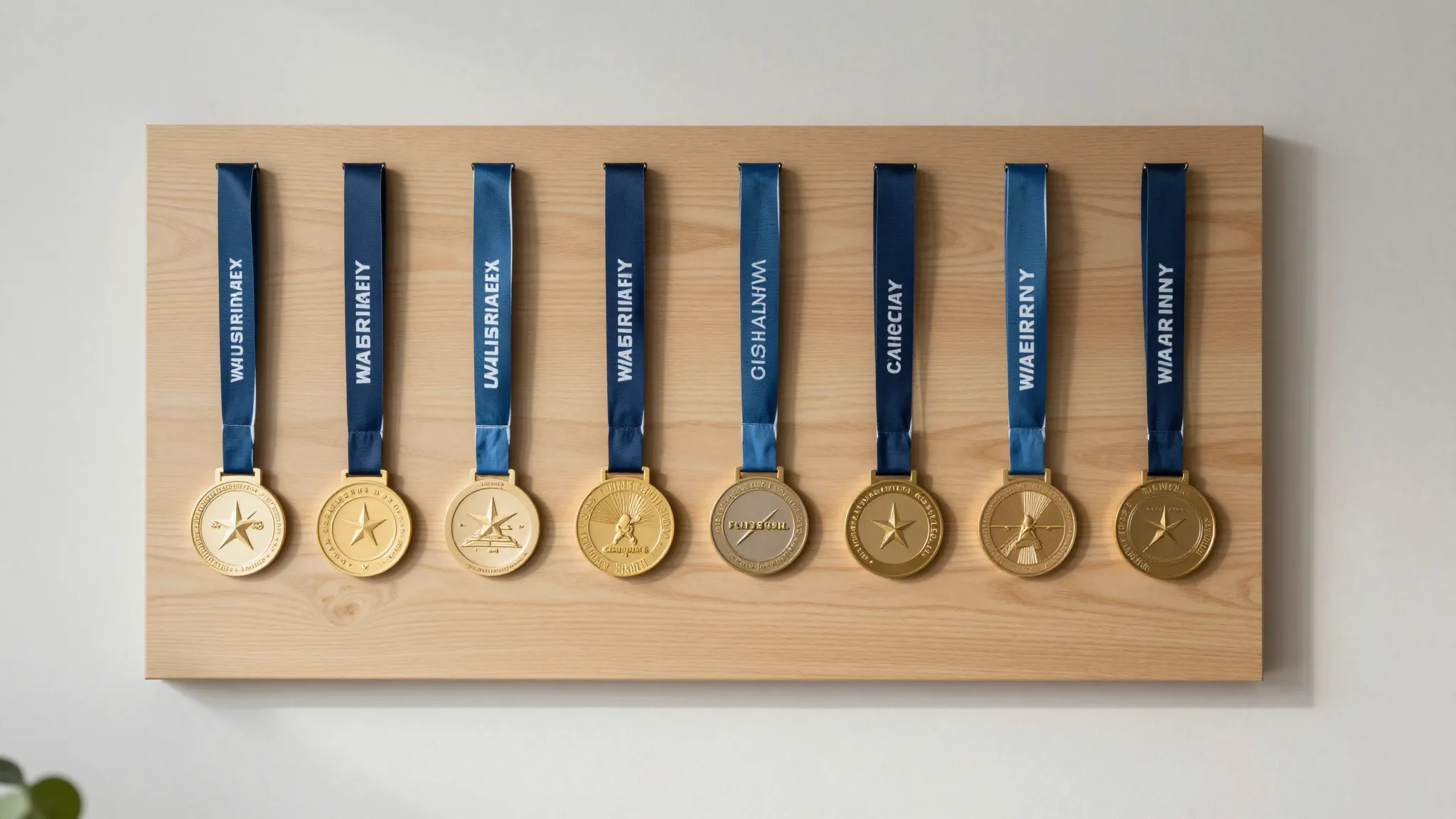 Minimalist aesthetic wall display for sports medals, wooden ...