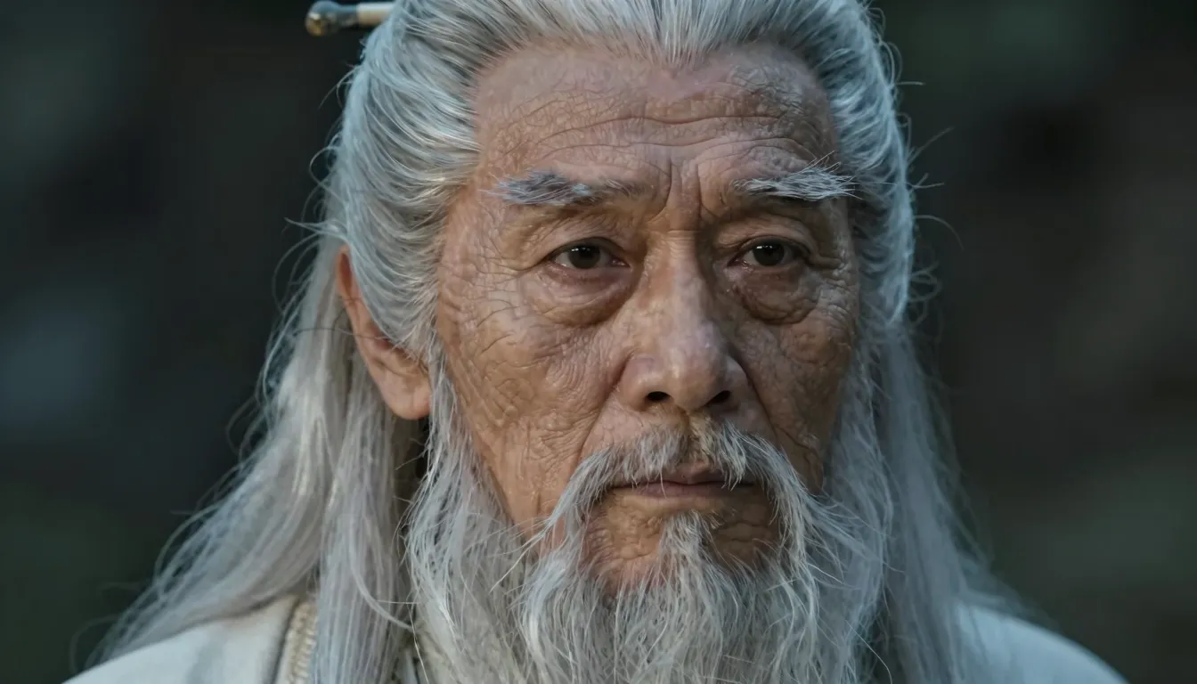 A hyper-realistic portrait of a 1000-year-old human, wise ey...