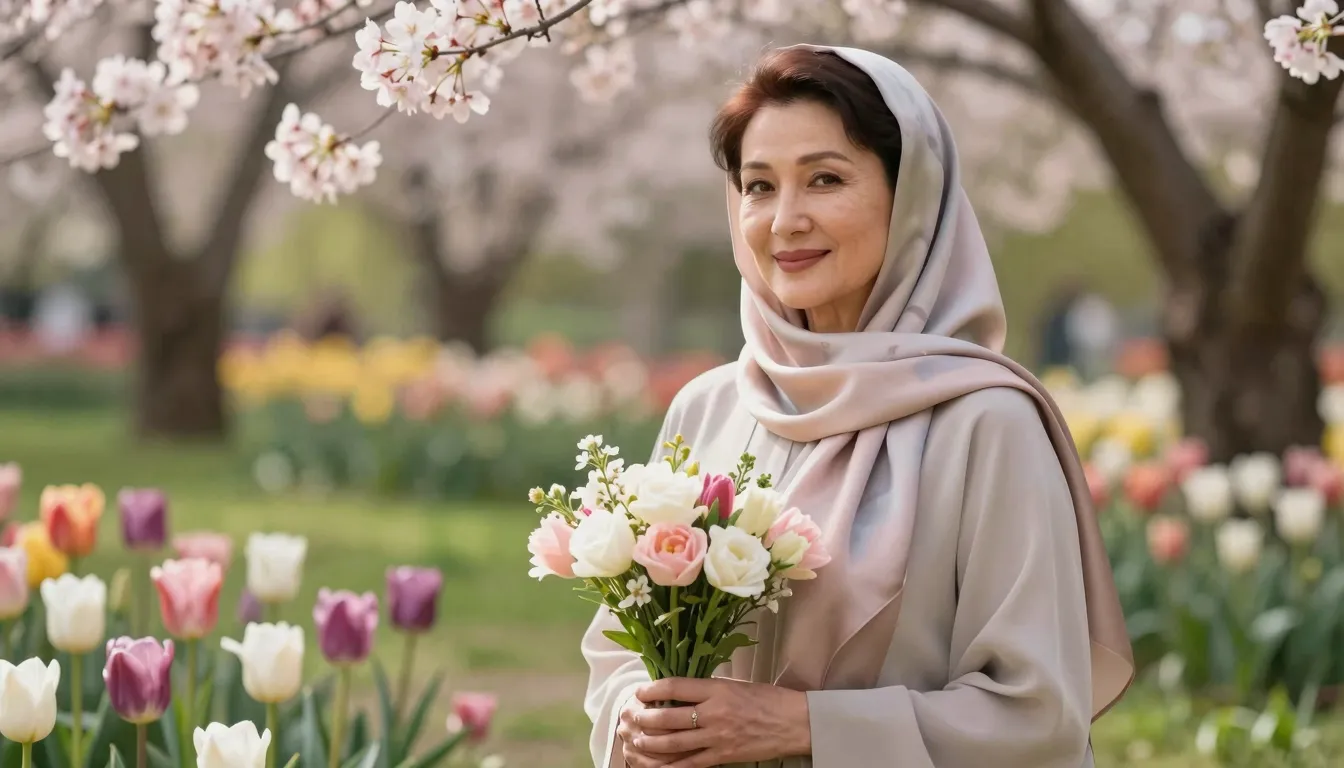 A serene and beautiful 49-year-old Kyrgyz woman named Burula...