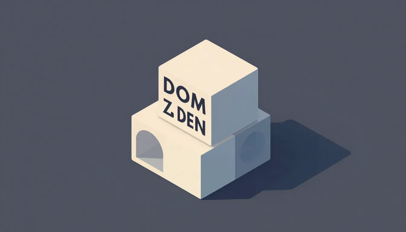 Logo for 'DOM ZA DEN', isometric view of three modular block...
