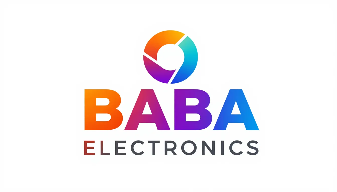 Modern and colorful logo for 'BABA ELECTRONICS', using a vib...