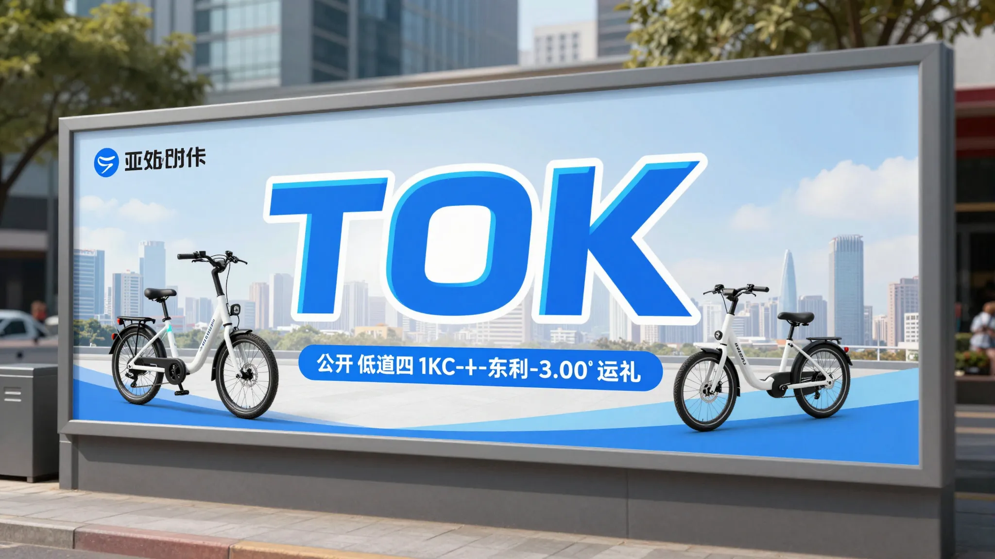Wide outdoor advertising banner, electric bike rental servic...