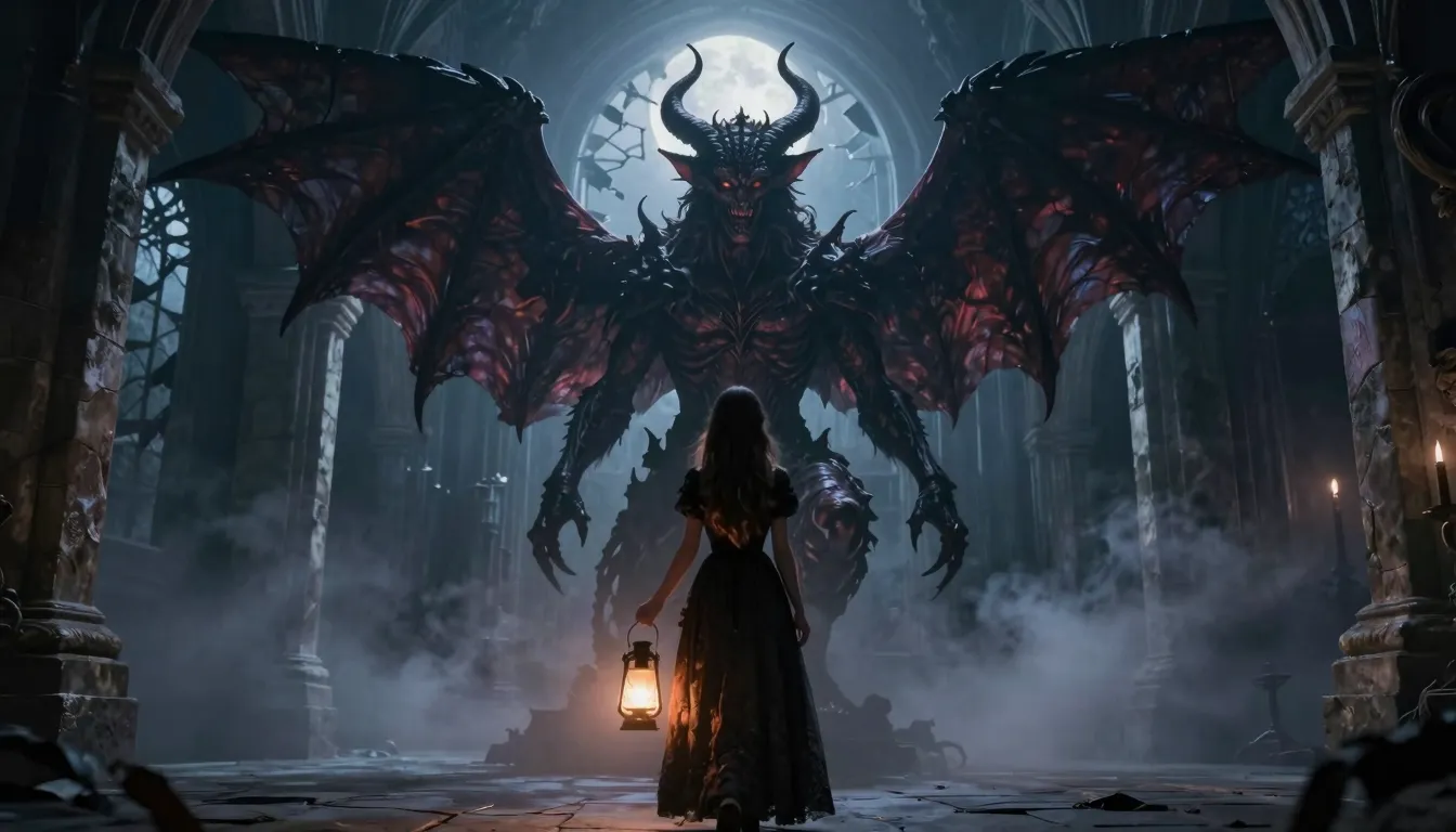 A cinematic gothic fantasy scene, a beautiful girl with a la...