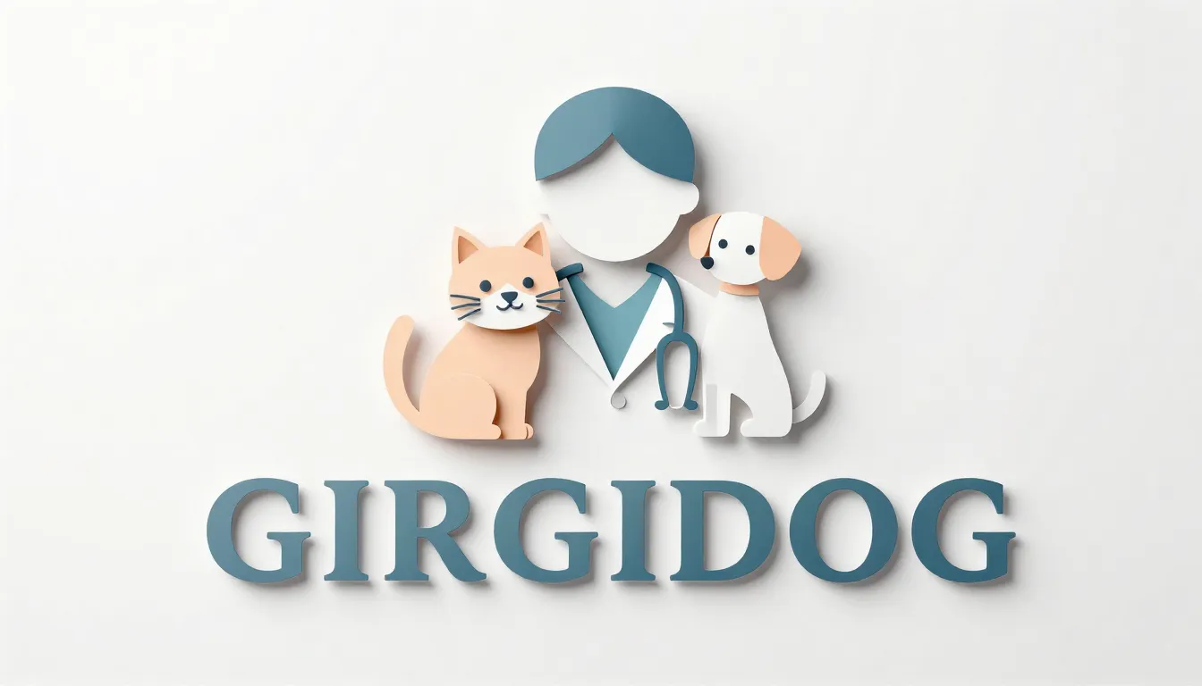 Paper cut craft logo for 'GIRGIDOG'. Layers of paper creatin...