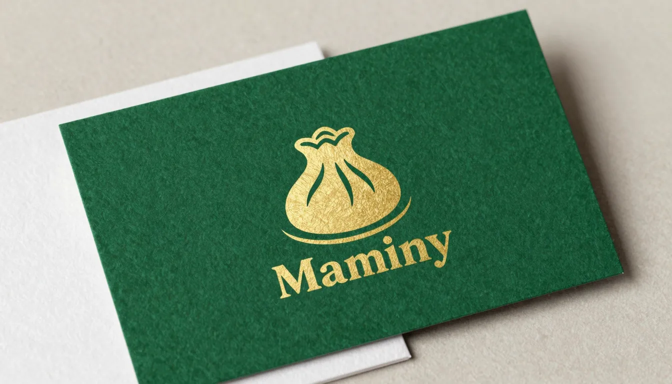 A premium business card mockup for a restaurant named Maminy...