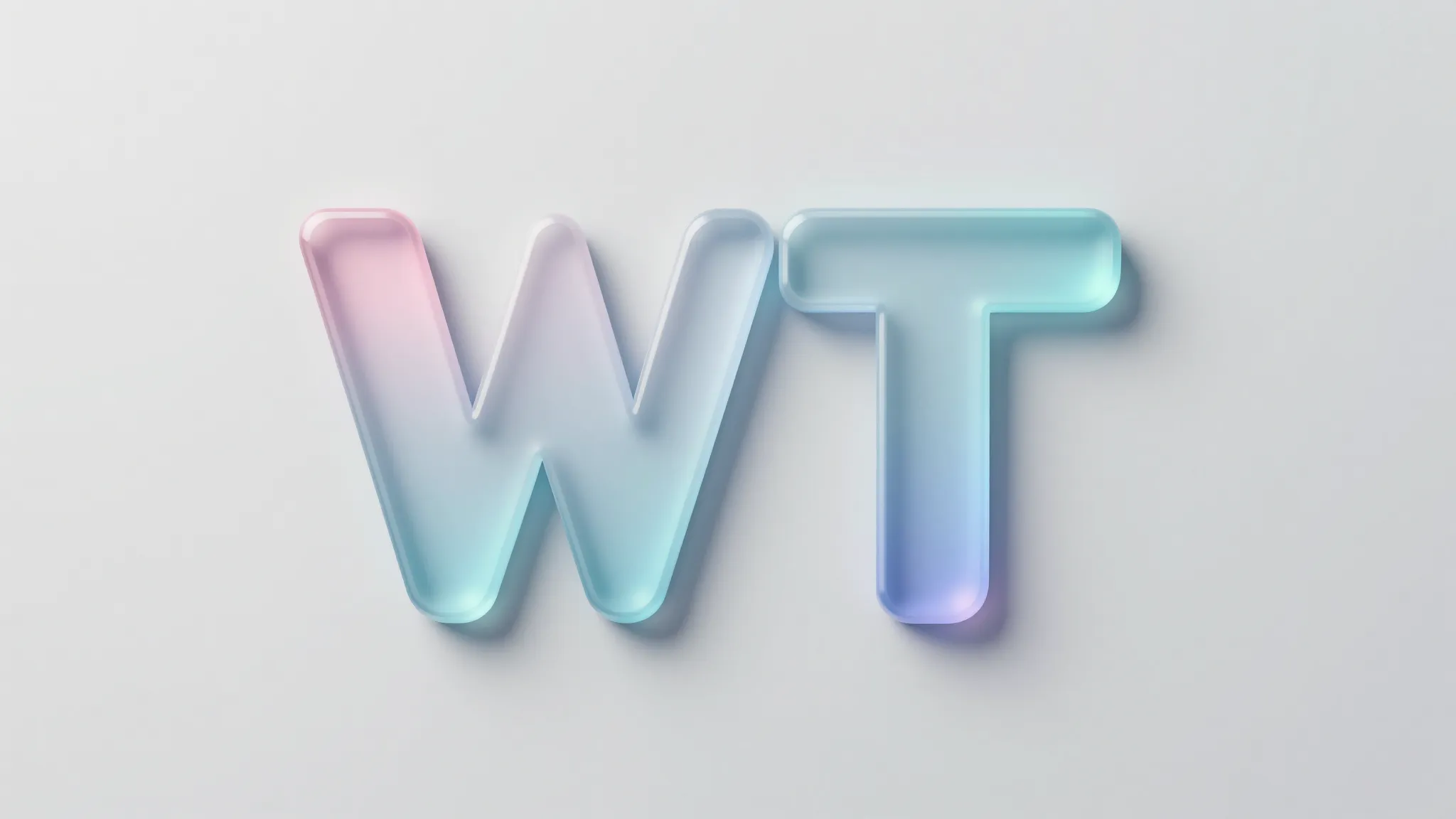 3D glassmorphism logo design of letters 'WT', translucent fr...