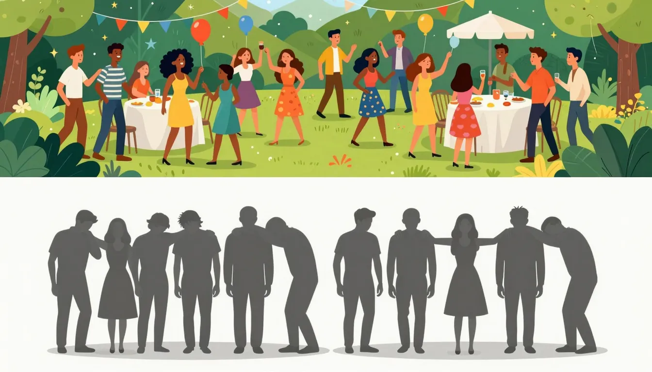 A split-view conceptual illustration. The top half shows a v...
