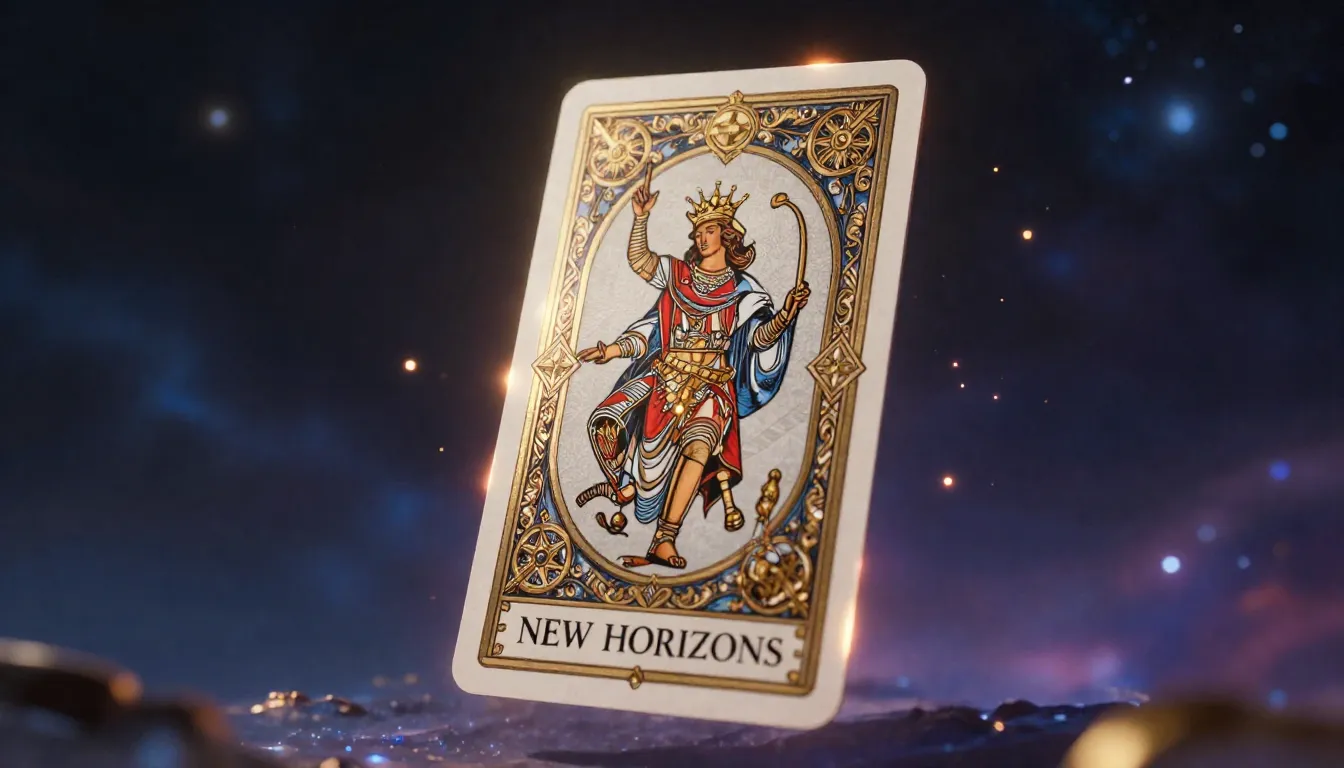 Vertical cinematic shot of a single ornate Tarot card floati...